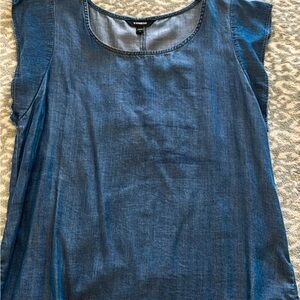 Express Blue Blouse with Cap Sleeves